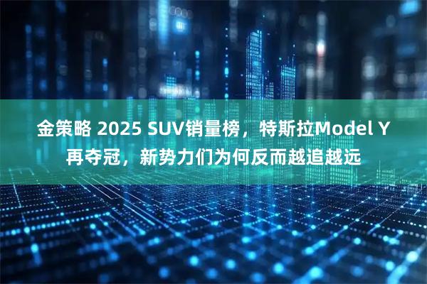 金策略 2025 SUV销量榜，特斯拉Model Y再夺冠，新势力们为何反而越追越远